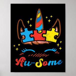 Ausome Unicorn Gesicht Puzzle Autismus Bewusstsein Poster