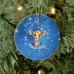 Ausome Winter – Einzigartiger Schneeflocken-Giraff Keramik Ornament