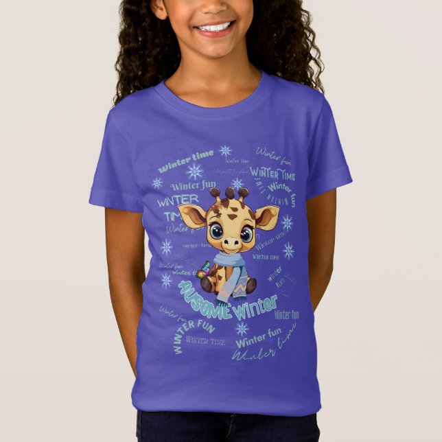 AUsome Winter Giraffe – Cute Autism Awareness  T-Shirt (Vorderseite)