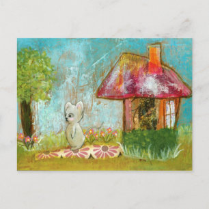 Auspicious Day Whimsical Woodland Maus Folk Kunst Postkarte