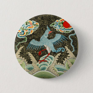 Auspicious Tide & Phoenix steigendes chinesisches  Button