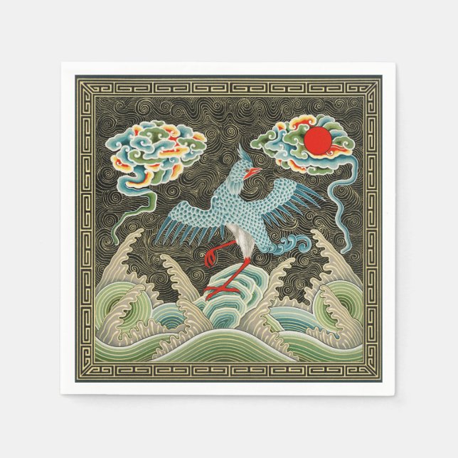 Auspicious Tide & Phoenix steigendes chinesisches  Serviette (Vorderseite)