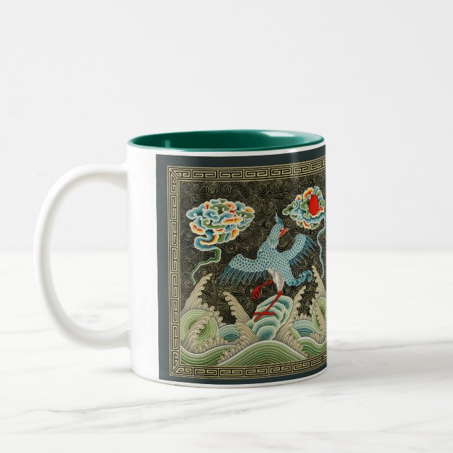 Auspicious Tide & Phoenix steigendes chinesisches  Zweifarbige Tasse (Links)