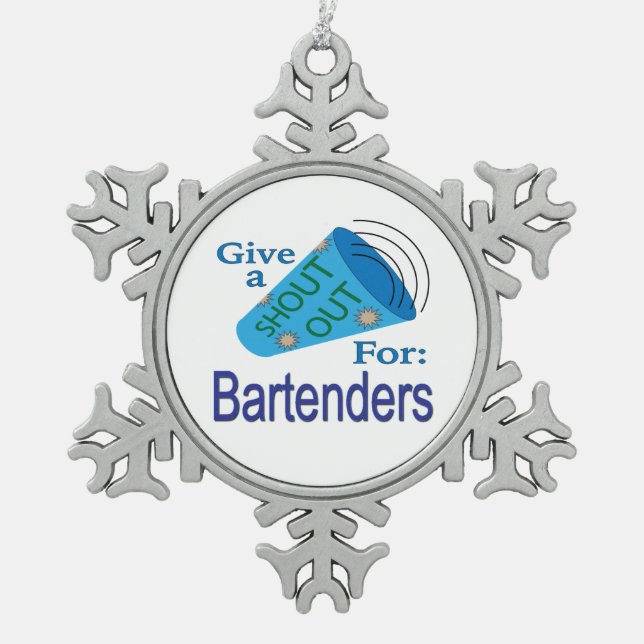 Ausrufen für Barkeeper Schneeflocken Zinn-Ornament (Vorderseite)
