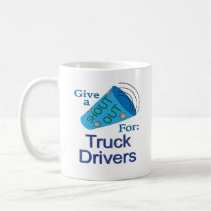 Ausrufen für Lkw-Fahrer Kaffeetasse