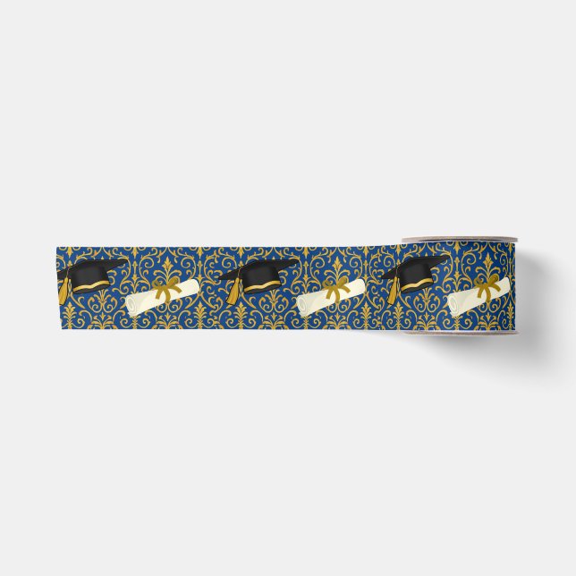 Ausrüstung Blau und Gold Abschluss Satinband (Vorderseite)