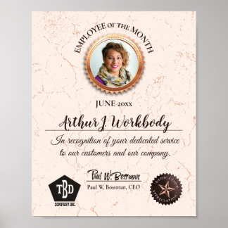 Aussagekräftige Urkunde zur Erkennung von Mitarbei Poster