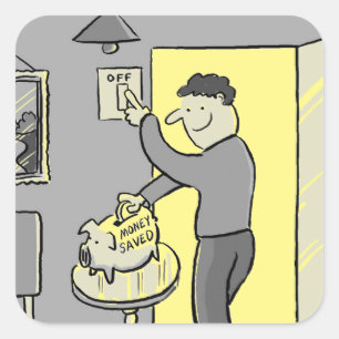 Ausschalten der Leuchten Gerettet Energiekoppel-Au Quadratischer Aufkleber