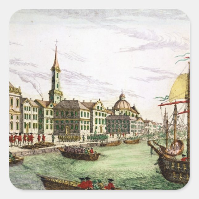 Ausschiffung der englischen Truppen Quadratischer Aufkleber (Vorderseite)