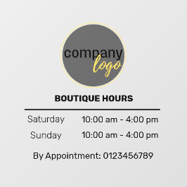 AUSSCHLIESSLICH KLEINE GESCHÄFTSSTUNDEN ERNENNUNG  FENSTERAUFKLEBER