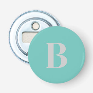 Ausschließlicher Aquamarin-Grau-Monogramm-Anfangsb Flaschenöffner
