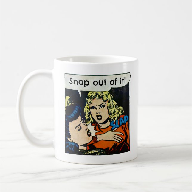 Ausschlucken aus ihm blond Boss Vintage Comicen Kaffeetasse (Links)