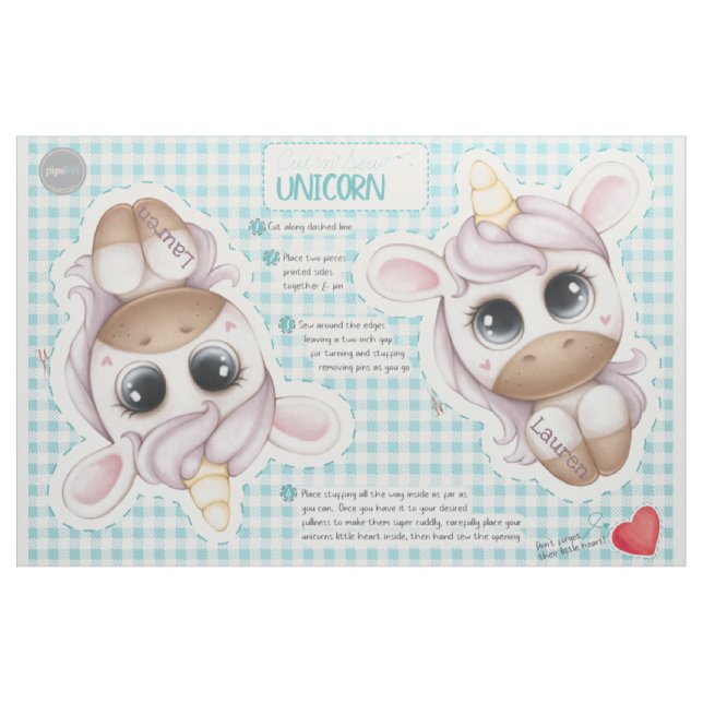 Ausschneiden 'n' Personalisiertes Einhornspielzeug Stoff (Fat Quarter (45,7 x 55,9 cm))