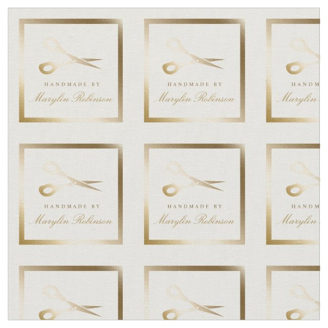 Ausschneiden und Nähen | Weißscheren und Goldscher Stoff (Nahaufnahme)