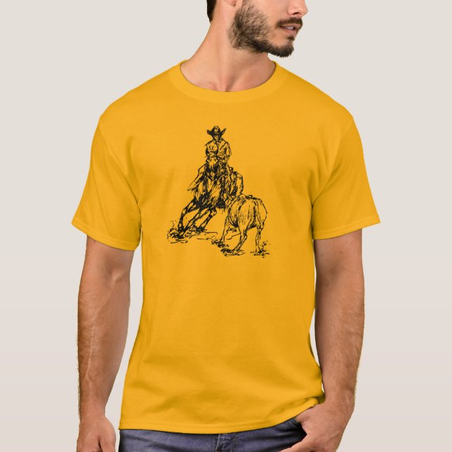 Ausschnitt-PferdeWestern-Skizze-Entwurf T-Shirt (Vorderseite)