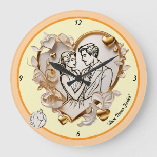 "Ausschreibende Herz-Liebe" Große Wanduhr