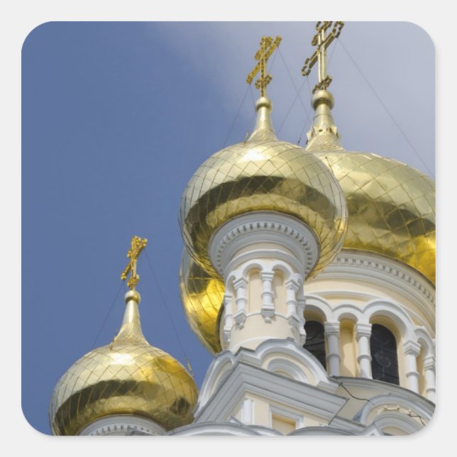 Außen der Kathedrale St. Alexander Nevsky Quadratischer Aufkleber (Vorderseite)