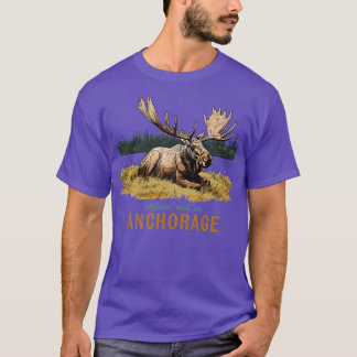 Außen in Anchorage Alaska Elche Kunst Souvenir TSh T-Shirt