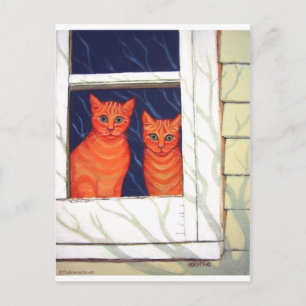 Außen - Orangefarbene Tabby Katzen Postkarte