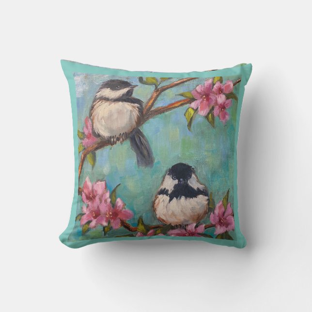 Außen-Pillow mit Chickadee Birds Kissen (Vorderseite)