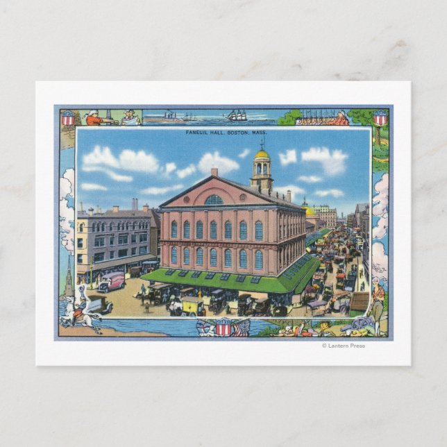 Außenansicht der Faneuil Halle Nr. 3 Postkarte (Vorderseite)