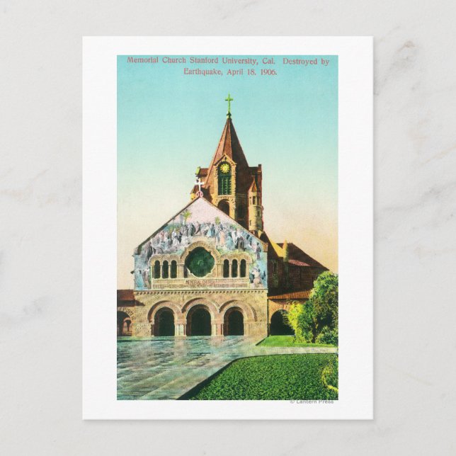 Außenansicht der Gedenkkirche in Stanford U Postkarte (Vorderseite)