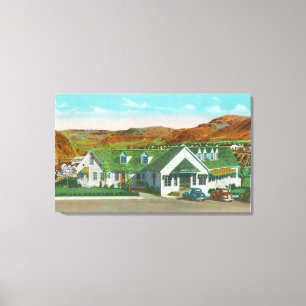 Außenansicht der grünen Hütte Caf� Leinwanddruck