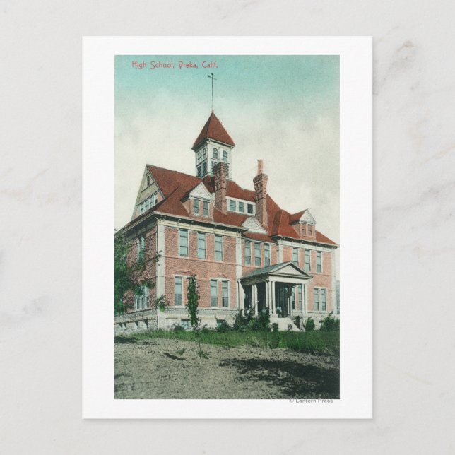 Außenansicht der High SchoolYreka, CA Postkarte (Vorderseite)