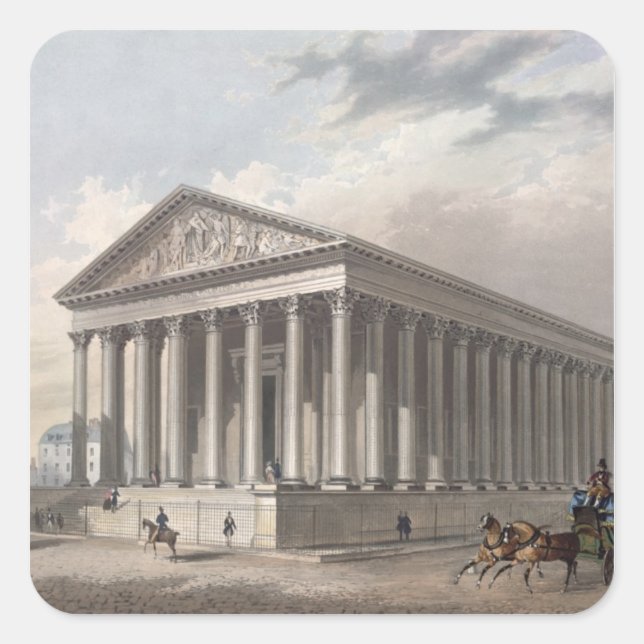 Außenansicht der Madeleine, Paris Quadratischer Aufkleber (Vorderseite)