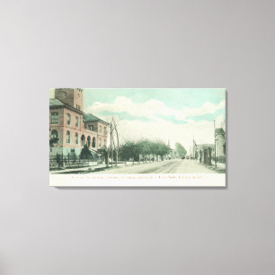 Außenansicht der öffentlichen Bibliothek auf Santa Leinwanddruck