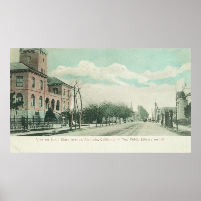 Außenansicht der öffentlichen Bibliothek auf Santa Poster (Vorne)