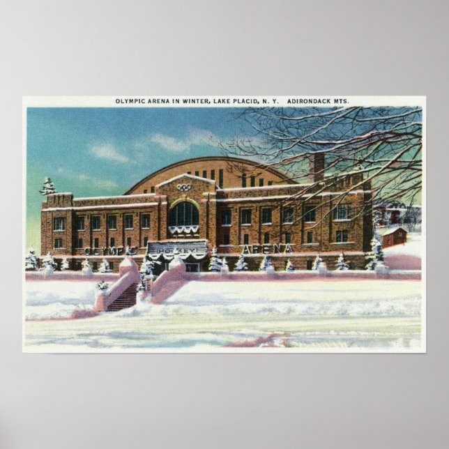 Außenansicht der olympischen Arena im Winter Poster (Vorne)