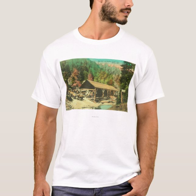 Außenansicht der Sägemühle auf Bodfish Nebenfluss T-Shirt (Vorderseite)