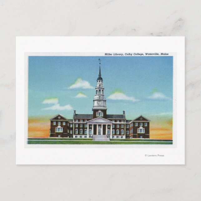 Außenansicht der Uni Miller Library von Colby Postkarte (Vorderseite)