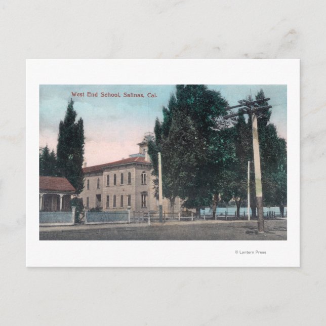 Außenansicht der West End School Postkarte (Vorderseite)