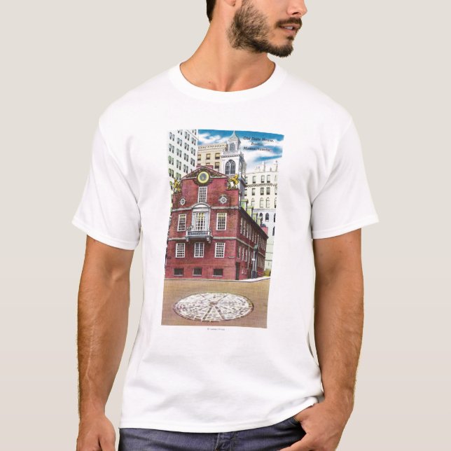 Außenansicht des alten Staats-Hauses T-Shirt (Vorderseite)
