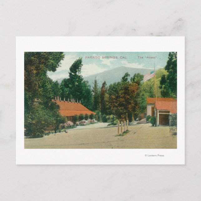 Außenansicht des Anhangs Paraiso-Quellen, CA Postkarte (Vorderseite)