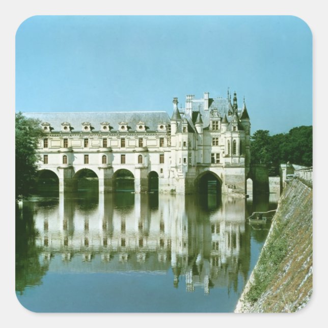 Außenansicht des Donjon Quadratischer Aufkleber (Vorderseite)