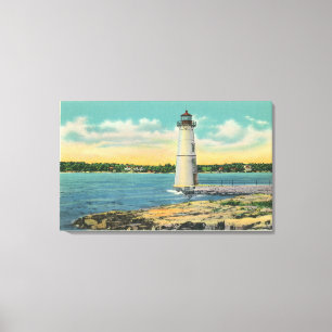 Außenansicht des Felsen-Insel-hellen Hauses Leinwanddruck