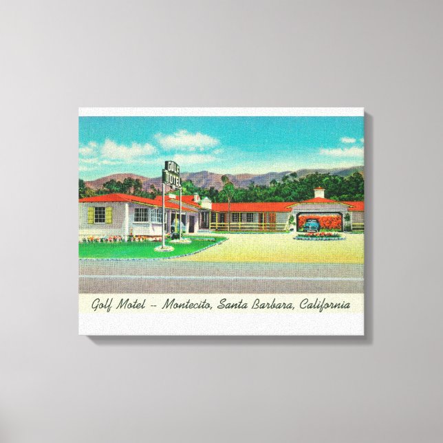 Außenansicht des Golf Motels, Montecito Leinwanddruck (Vorderseite)