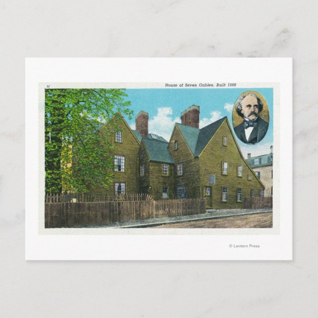 Außenansicht des Hauses der Sieben Gables # 2 Postkarte (Vorderseite)
