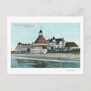 Außenansicht des Hotels del Coronado vom Pier aus Postkarte