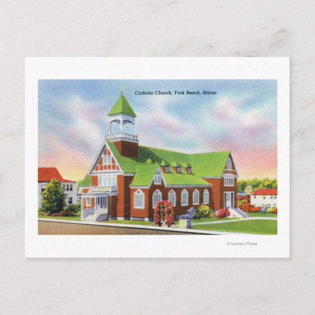 Außenansicht des katholischen York Beach Postkarte (Vorderseite)