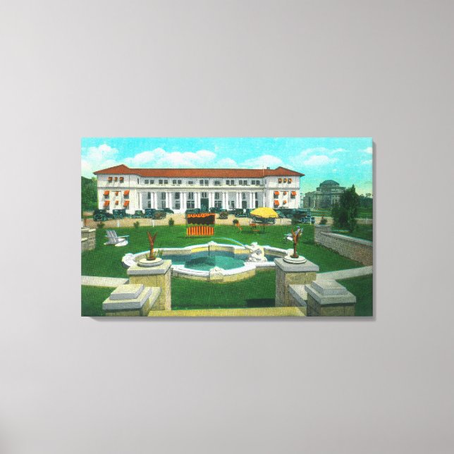 Außenansicht des New Atascadero Inn Bungalow Leinwanddruck (Vorderseite)