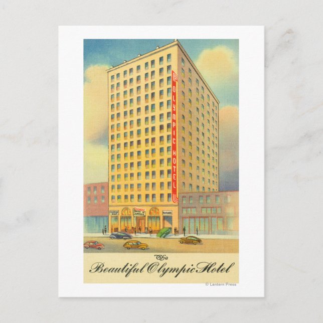 Außenansicht des olympischen Hotels Postkarte (Vorderseite)