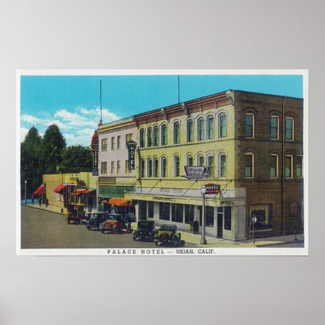 Außenansicht des Palace Hotel Ukiah, CA Poster (Vorne)