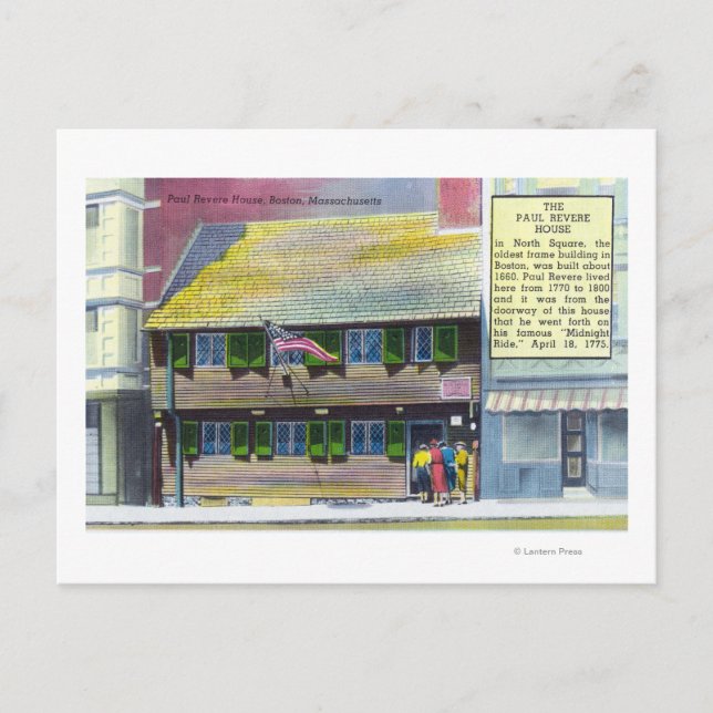 Außenansicht des Paul Revere House Postkarte (Vorderseite)