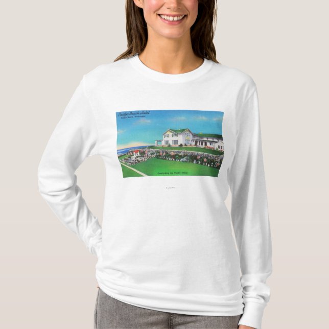 Außenansicht des pazifischen Strand-Hotels T-Shirt (Vorderseite)
