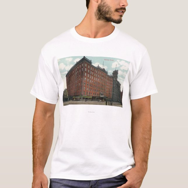 Außenansicht des Power-Hotels T-Shirt (Vorderseite)