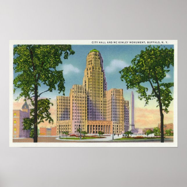 Außenansicht des Rathauses und McKinley Poster (Vorne)